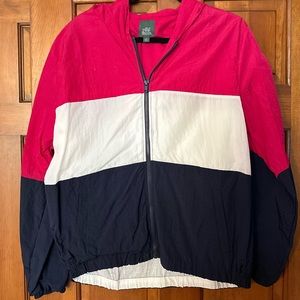 Wild Fable womens jacket size M color block windbreaker zip up retro striped